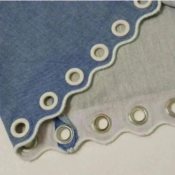 J Crew Scalloped Chambray Denim Grommet Tank Top - Picture 11 of 14